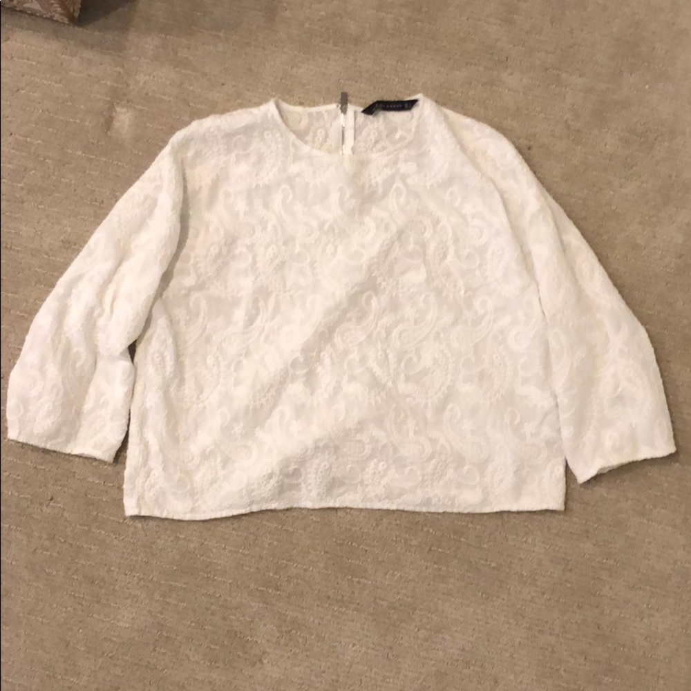 Paisley stitched white top